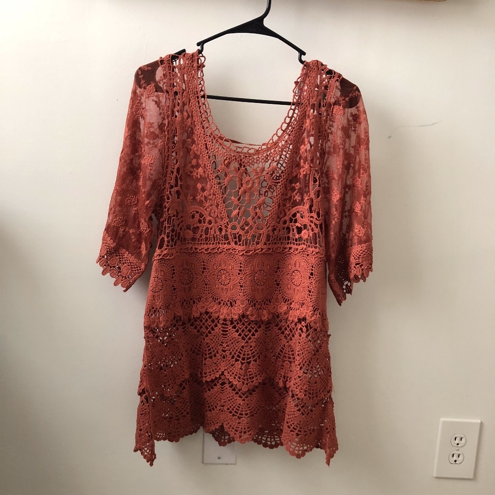 Burnt Orange Lace Top